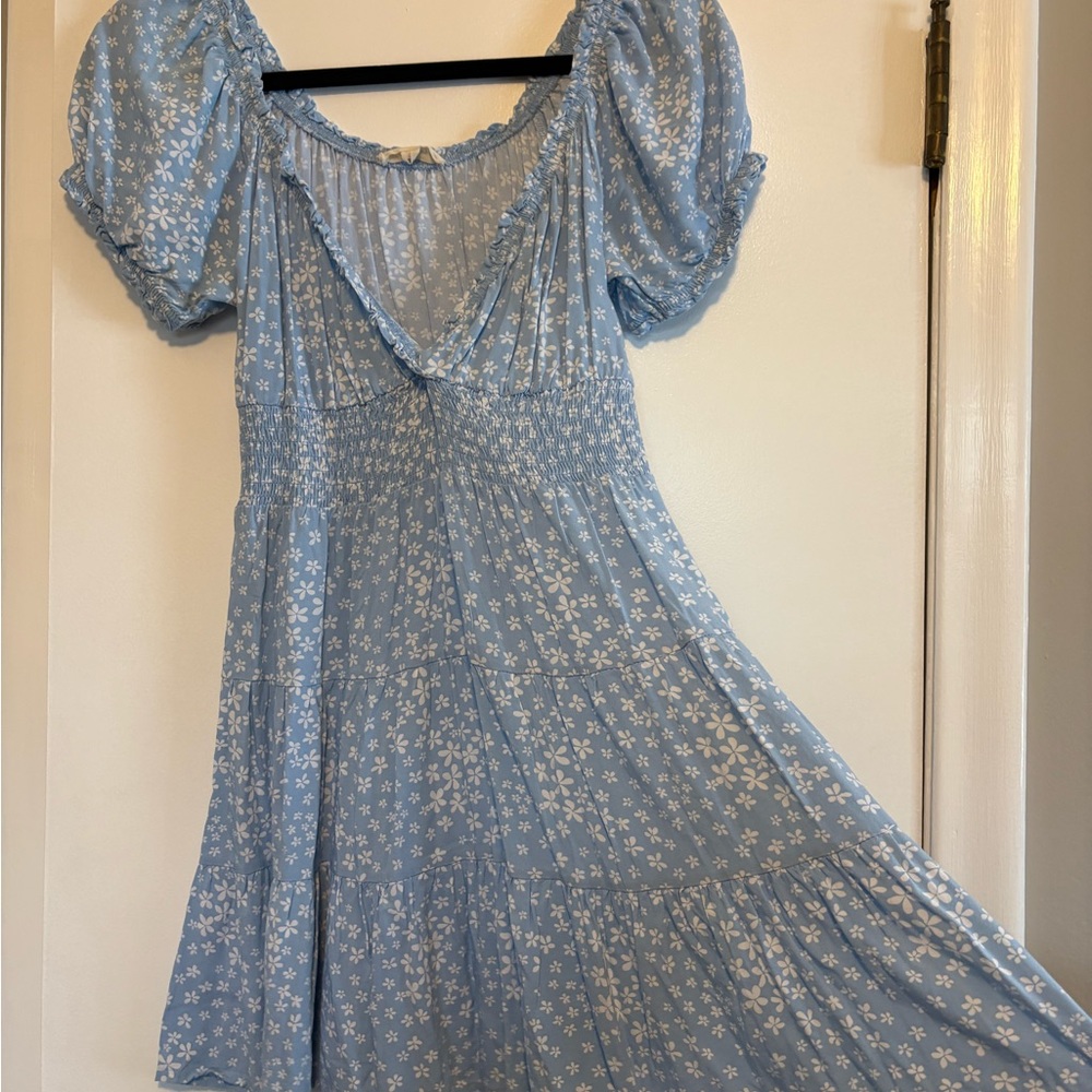 La Hearts Light Blue Floral Mini Dress